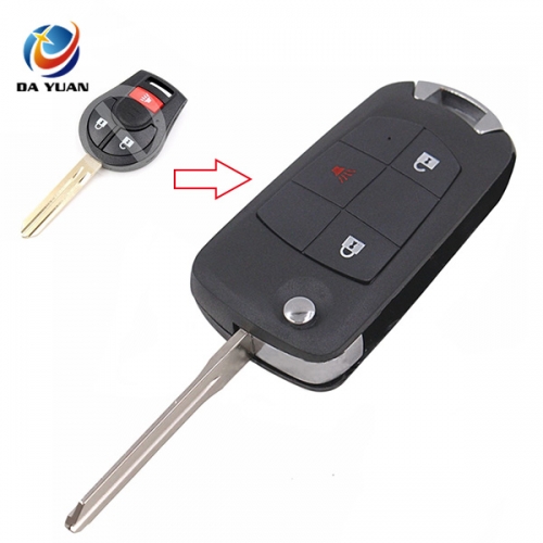 AS027033 2+1 Button Modified Folding Remote Key Case Fob Shell for Nissan Rogue Juke Cube