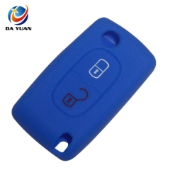 AS060006 For Peugeot Citroen silicone case 2 button flip car key bag in Navy blue