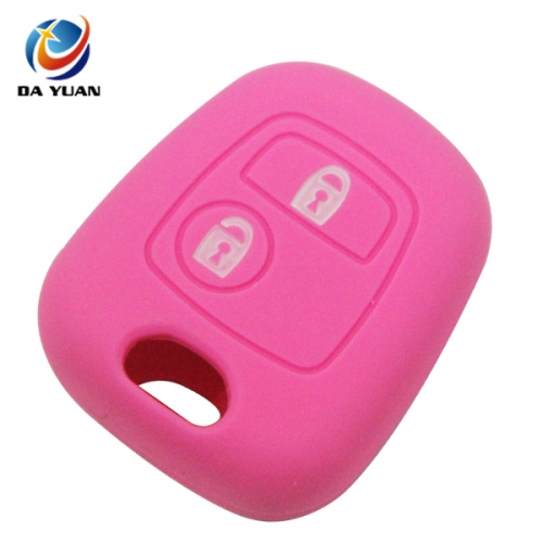 AS060004 For Peugeot silicone case 2 buttons pink car key bag