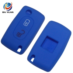 AS060006 For Peugeot Citroen silicone case 2 button flip car key bag in Navy blue