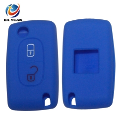 AS060006 For Peugeot Citroen silicone case 2 button flip car key bag in Navy blue