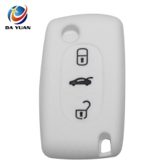 AS060016 For Peugeot silicone case 3 buttons car key bag white