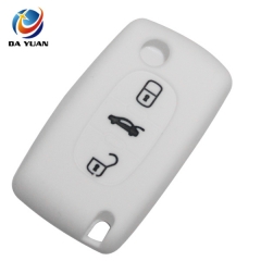 AS060016 For Peugeot silicone case 3 buttons car key bag white