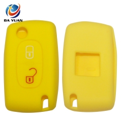 AS060009 For Peugeot silicone case 2 buttons flip car key bag in Yellow