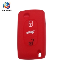AS060011 For Peugeot silicone case 3 buttons red car key bag