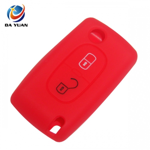 AS060007 For Peugeot silicone case key bag 2 button for car key in Red