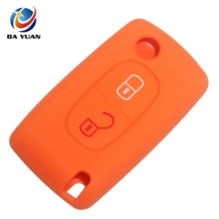 AS060008 For Peugeot  silicone case 2 buttons flip car key bag in orange