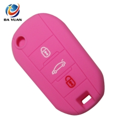 AS060017 For Peugeot silicone case 3 buttons pink car key bag