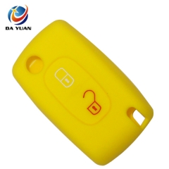 AS060009 For Peugeot silicone case 2 buttons flip car key bag in Yellow