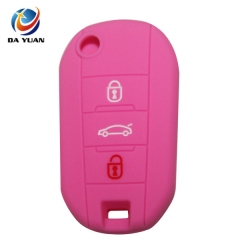 AS060017 For Peugeot silicone case 3 buttons pink car key bag