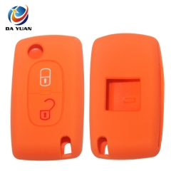 AS060008 For Peugeot  silicone case 2 buttons flip car key bag in orange
