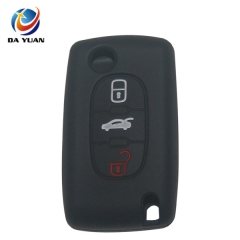 AS060015 For Peugeot silicone case 3 buttons black car key bag