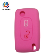 AS060010 For Peugeot silicone case 2 buttons pink car key bag