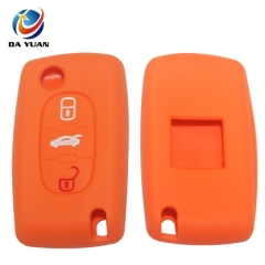 AS060013 For Peugeot silicone case 3 buttons orange car key bag