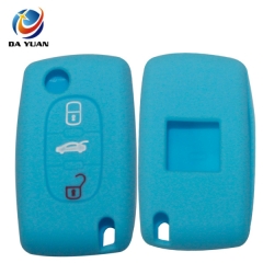 AS060014 For Peugeot silicone case 3 buttons blue car key bag