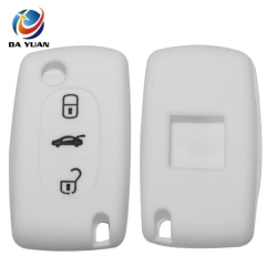 AS060016 For Peugeot silicone case 3 buttons car key bag white