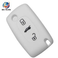 AS060016 For Peugeot silicone case 3 buttons car key bag white