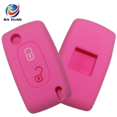 AS060010 For Peugeot silicone case 2 buttons pink car key bag