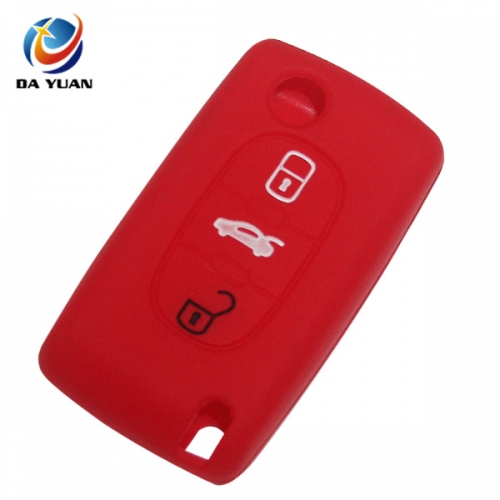 AS060011 For Peugeot silicone case 3 buttons red car key bag