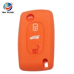 AS060013 For Peugeot silicone case 3 buttons orange car key bag