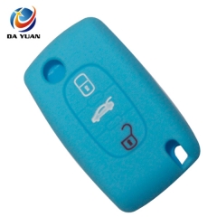 AS060014 For Peugeot silicone case 3 buttons blue car key bag
