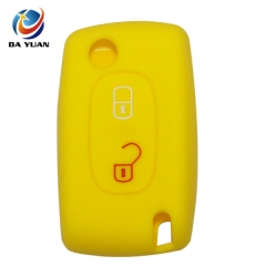 AS060009 For Peugeot silicone case 2 buttons flip car key bag in Yellow