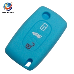 AS060014 For Peugeot silicone case 3 buttons blue car key bag