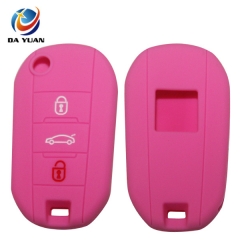 AS060017 For Peugeot silicone case 3 buttons pink car key bag