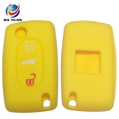AS060012 For Peugeot silicone case 3 buttons yellow car key bag