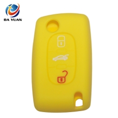 AS060012 For Peugeot silicone case 3 buttons yellow car key bag
