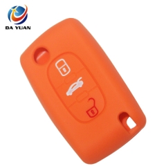 AS060013 For Peugeot silicone case 3 buttons orange car key bag