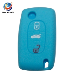 AS060014 For Peugeot silicone case 3 buttons blue car key bag