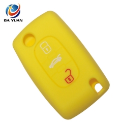 AS060012 For Peugeot silicone case 3 buttons yellow car key bag