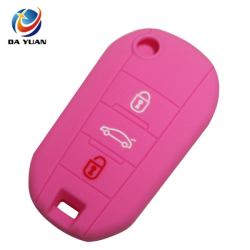 AS060017 For Peugeot silicone case 3 buttons pink car key bag