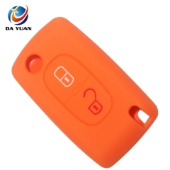 AS060008 For Peugeot  silicone case 2 buttons flip car key bag in orange