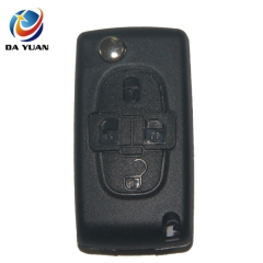 AS009041 For Peugeot 4 button flip key shell  battery place CE0536 without groove blade