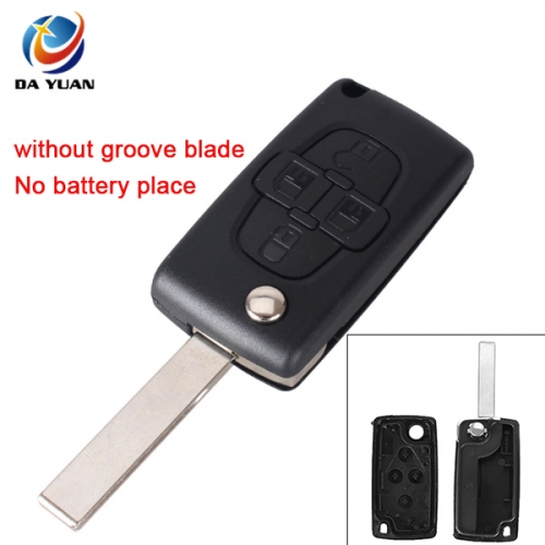 AS009042 For Peugeot 407 4 button flip key shell without groove blade no battery place CE0523