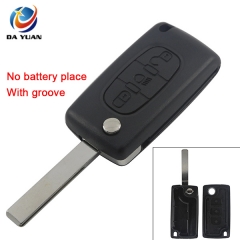 AS009043 for Peugeot 407 3 buttons flip key case light button no battery place with groove blade(CE0523)