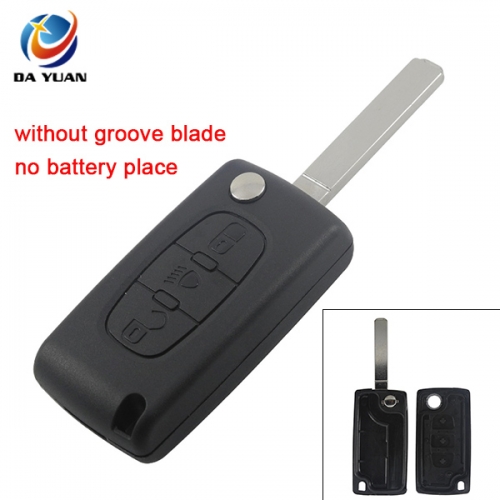 AS009046 Peugeot 3 button 307 remote key shell no battery place without groove blade(CE0523)