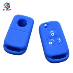 AS073008 Silicone car key fob case cover For Benz Flip Folding 3 button