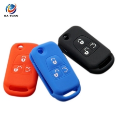 AS073008 Silicone car key fob case cover For Benz Flip Folding 3 button