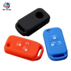 AS073008 Silicone car key fob case cover For Benz Flip Folding 3 button