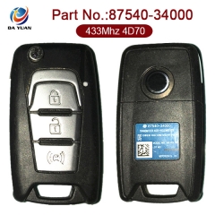 AK060003 Original for SsangYong Flip Key 3 Button 433MHz 4D70 87540-34000