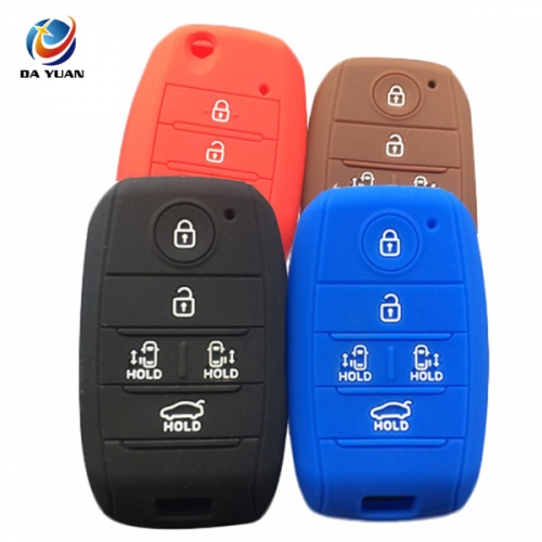 AS079011 silicone rubber car key cover for KIA 5 buttons smart remote key case