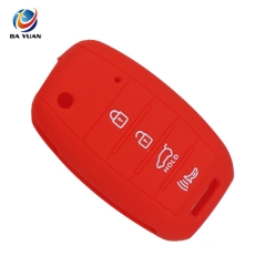 AS079012 Silicone Skin Car Key Case Fit For KIA Flip Remote Key Cover Fob 4 Button