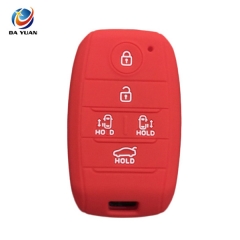 AS079011 silicone rubber car key cover for KIA 5 buttons smart remote key case