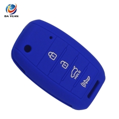 AS079012 Silicone Skin Car Key Case Fit For KIA Flip Remote Key Cover Fob 4 Button