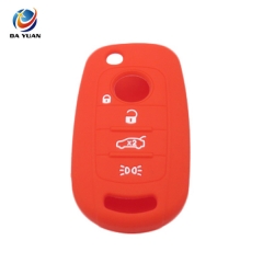 AS080007 Silicone Rubber Car Key Fit For FIAT 4 Button Flip Remote Key Case