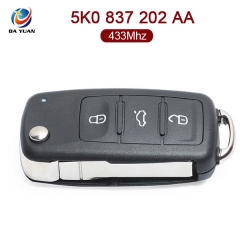 AK001080 for VW Flip Remote Key 3 Button 433MHz ID48 5K0 837 202 AA