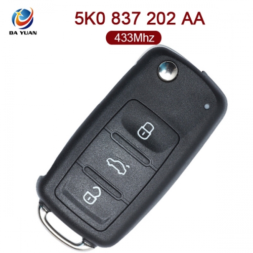 AK001080 for VW Flip Remote Key 3 Button 433MHz ID48 5K0 837 202 AA